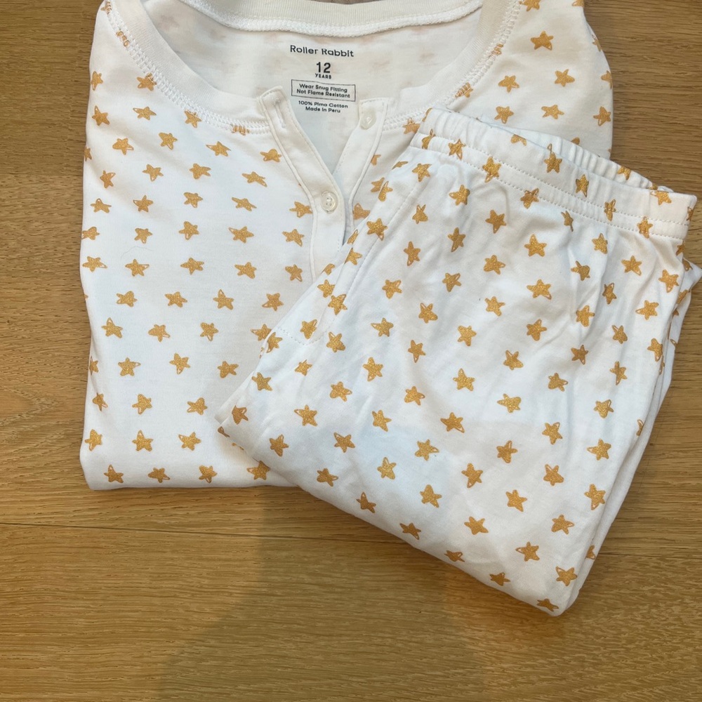 Roller Rabbit (Limited Edition) Kids Pajamas - White with Yellow Stars